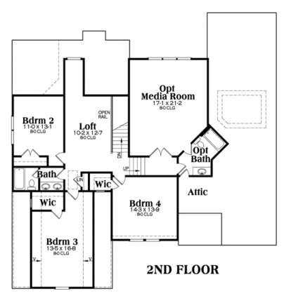 Second Floor for House Plan #009-00032