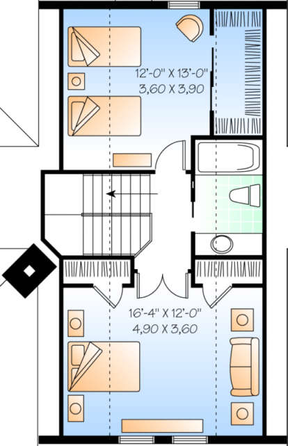 Second Floor for House Plan #034-00097