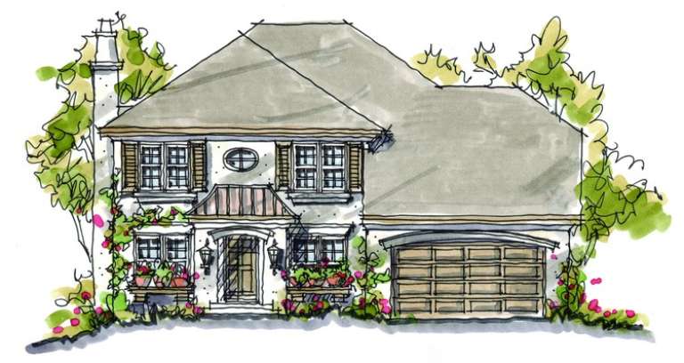 French Country House Plan #402-00861 Elevation Photo