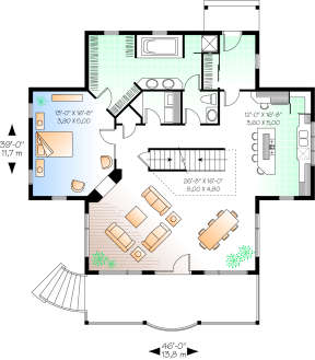 First Floor for House Plan #034-00100