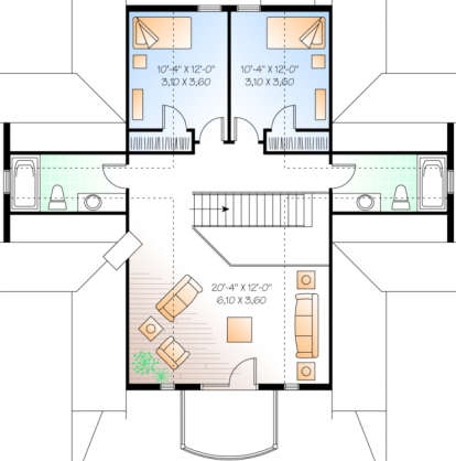 Second Floor for House Plan #034-00100