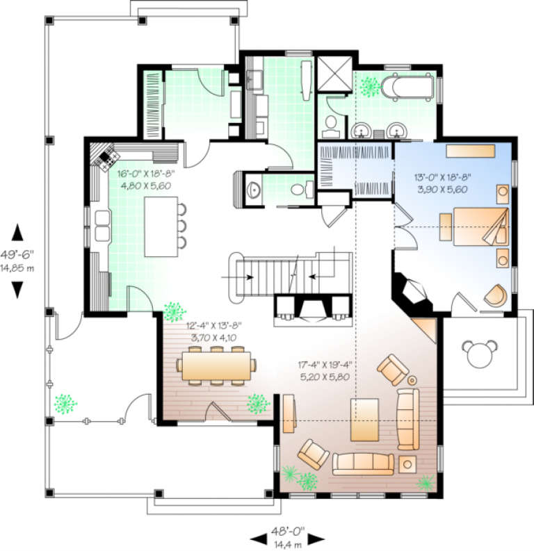 House Plan House Plan #496 Drawing 1