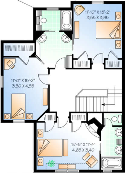 Second Floor for House Plan #034-00103