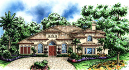 Mediterranean House Plan #575-00066 Elevation Photo