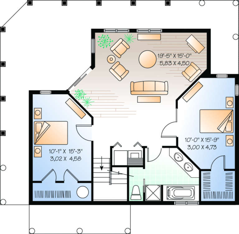 House Plan House Plan #497 Drawing 1
