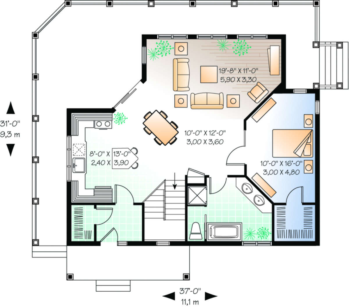 Main Floor for House Plan #034-00104