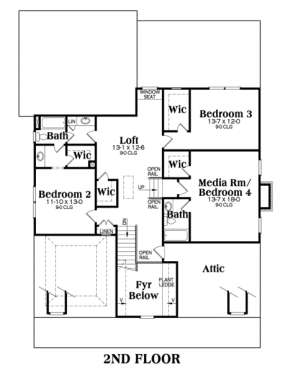 Second Floor for House Plan #009-00033