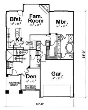 Floorplan 1 for House Plan #402-00906