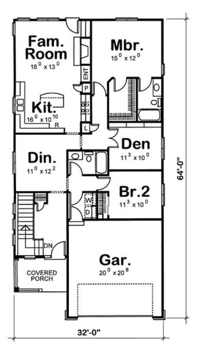 Floorplan 1 for House Plan #402-00907