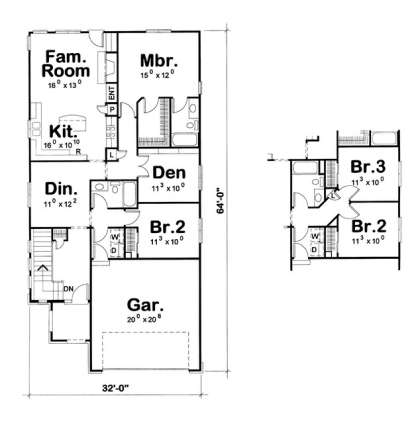 Floorplan 1 for House Plan #402-00908