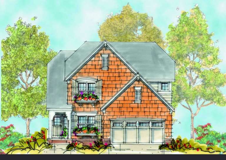 Narrow Lot House Plan #402-00922 Elevation Photo