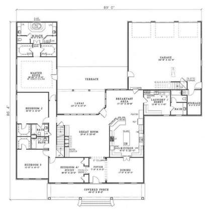 Floorplan 1 for House Plan #110-00282