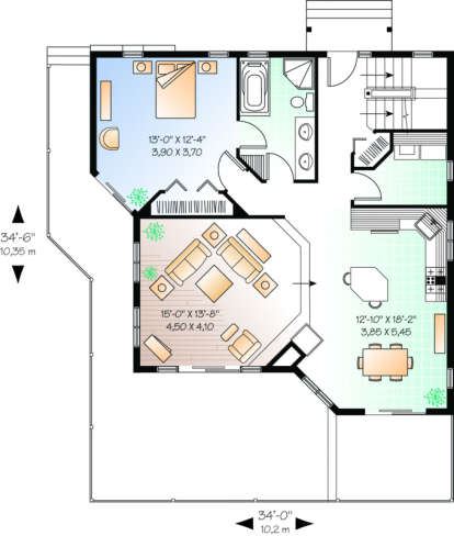 First Floor for House Plan #034-00108