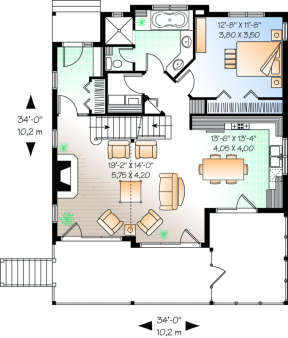 First Floor for House Plan #034-00110