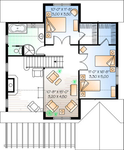 Second Floor for House Plan #034-00110