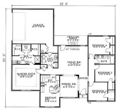 Floorplan 1 for House Plan #110-00367