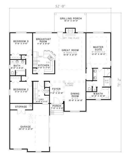 Floorplan 1 for House Plan #110-00373