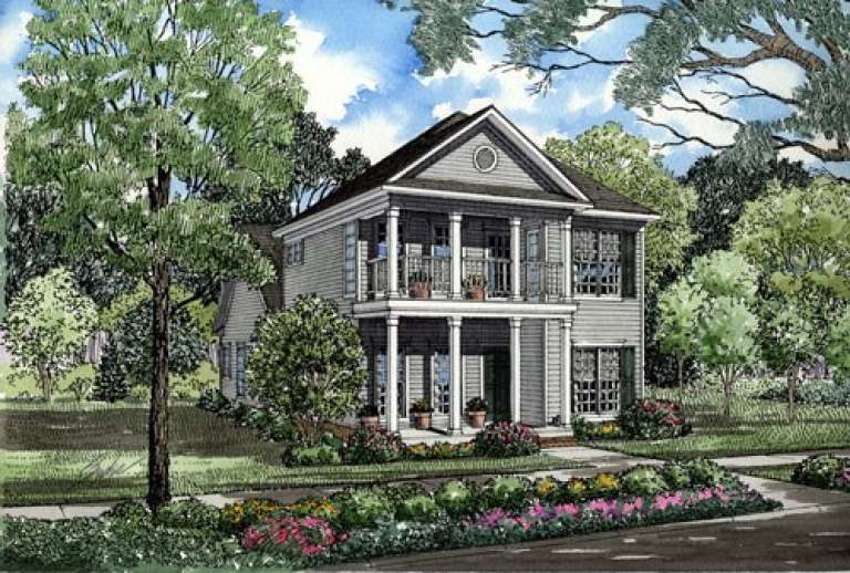 Narrow Lot House Plan #110-00375 Elevation Photo