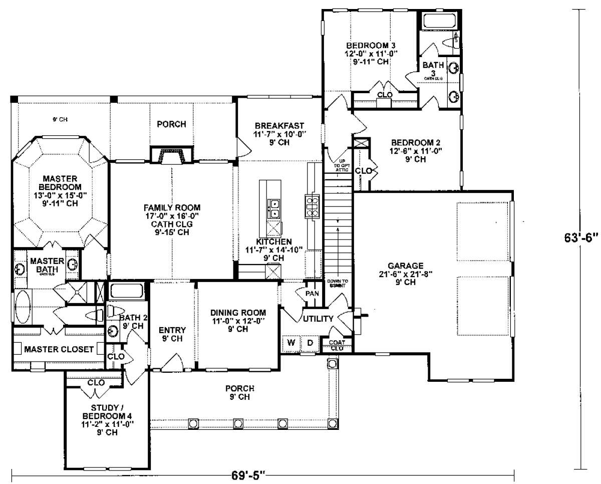 Floorplan 1 for House Plan #402-00998