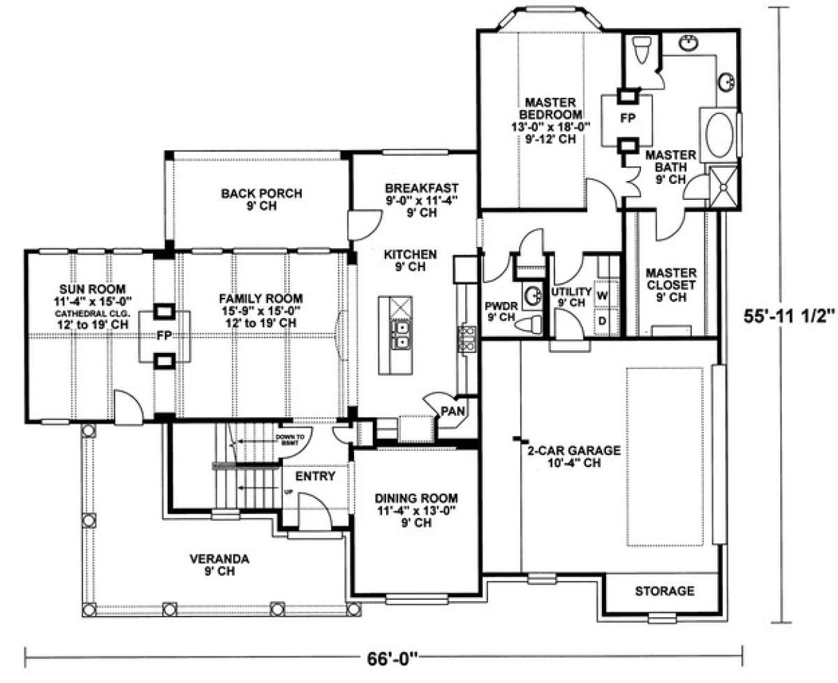 Floorplan 1 for House Plan #402-01000
