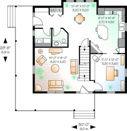 First Floor for House Plan #034-00119