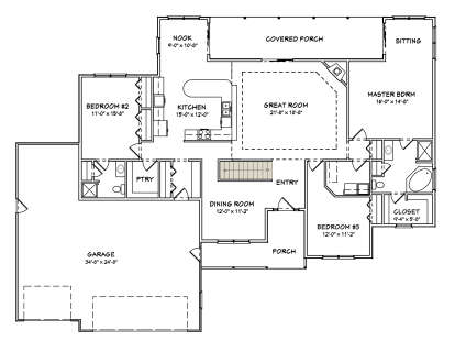 Main Floor w/ Basement Stairs Location for House Plan #849-00002