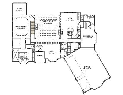 Main Floor w/ Basement Stairs Location for House Plan #849-00003
