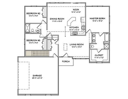 Main Floor w/ Basement Stairs Location for House Plan #849-00004