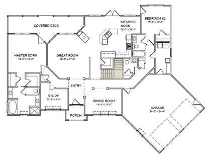 Main Floor w/ Basement Stairs Location for House Plan #849-00005
