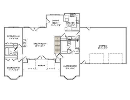 Main Floor w/ Basement Stairs Location for House Plan #849-00006