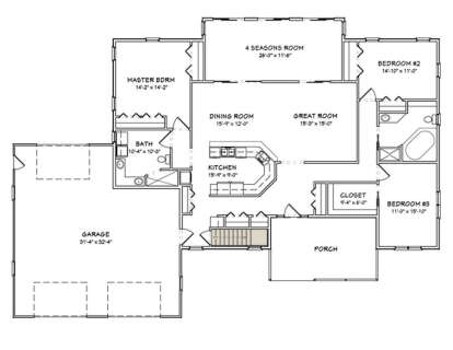 Main Floor w/ Basement Stairs Location for House Plan #849-00007