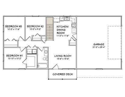 Main Floor w/ Basement Stairs Location for House Plan #849-00008