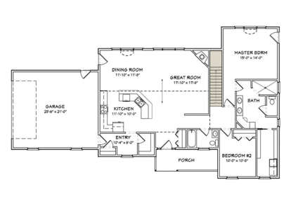 Main Floor w/ Basement Stairs Location for House Plan #849-00009