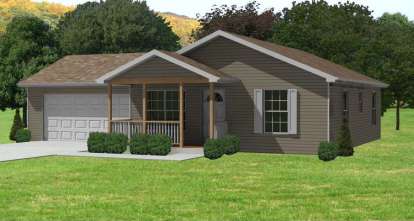 2 Bed, 1 Bath, 884 Square Foot House Plan - #849-00011