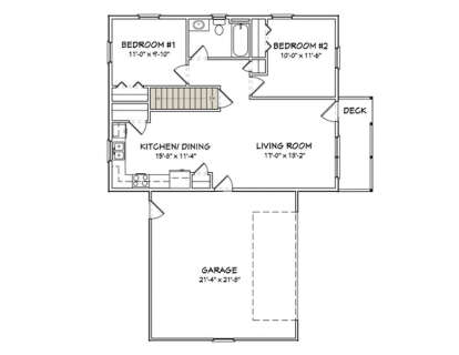 Main Floor w/ Basement Stairs Location for House Plan #849-00011