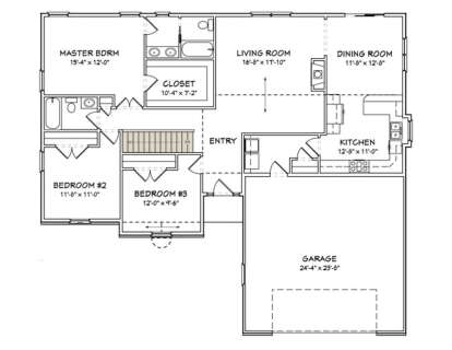Main Floor w/ Basement Stairs Location for House Plan #849-00012