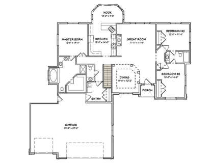 Main Floor w/ Basement Stairs Location for House Plan #849-00013