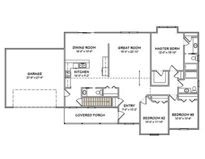 Main Floor w/ Basement Stairs Location for House Plan #849-00014
