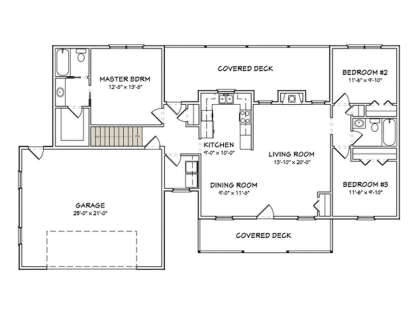 Main Floor w/ Basement Stairs Location for House Plan #849-00017