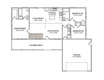 Main Floor w/ Basement Stairs Location for House Plan #849-00019