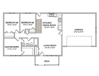 Main Floor w/ Basement Stairs Location for House Plan #849-00020