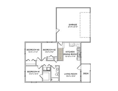 Main Floor w/ Basement Stairs Location for House Plan #849-00021