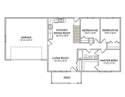 Main Floor w/ Basement Stairs Location for House Plan #849-00022