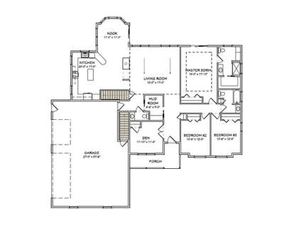 Main Floor w/ Basement Stairs Location for House Plan #849-00023