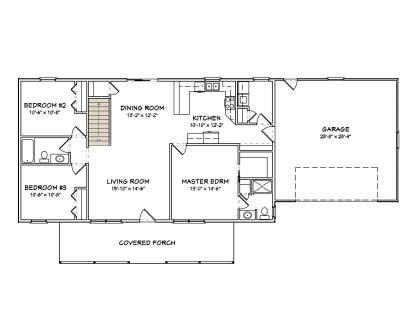 Main Floor w/ Basement Stairs Location for House Plan #849-00024