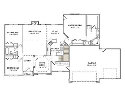Main Floor w/ Basement Stairs Location for House Plan #849-00025