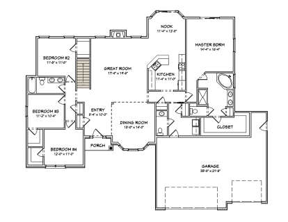 Main Floor w/ Basement Stairs Location for House Plan #849-00027