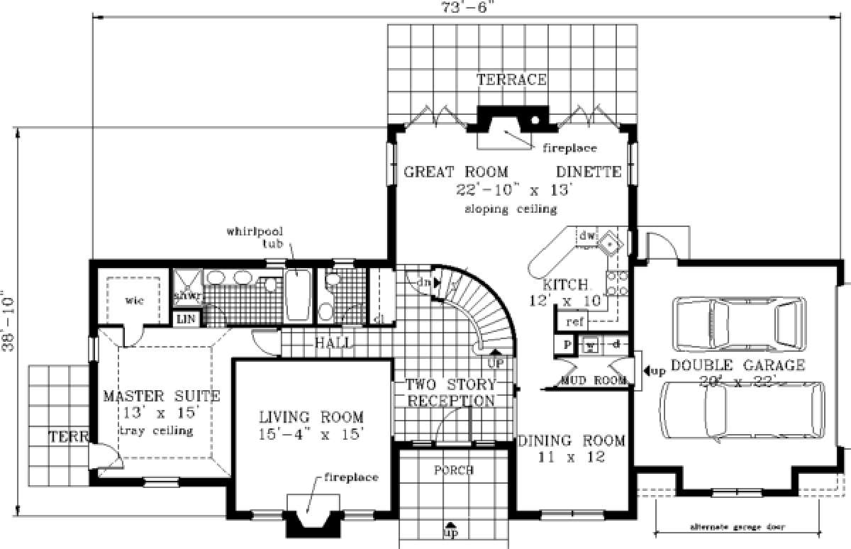 Floorplan 1 for House Plan #033-00094