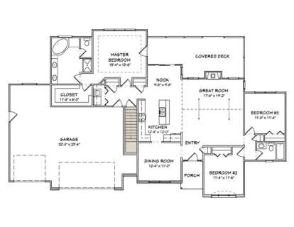 Main Floor w/ Basement Stairs Location for House Plan #849-00030