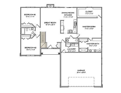 Main Floor w/ Basement Stairs Location for House Plan #849-00032